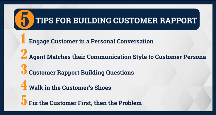 5 tips for building customer rapport infograhpic
