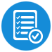 a checklist icon on a blue circle