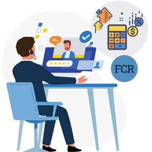 A vector person on a computer calculating FCR