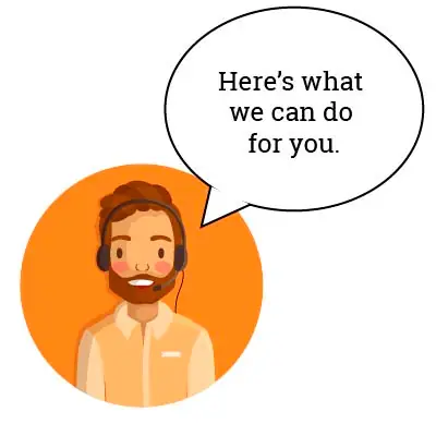 call center agent with speech bubble