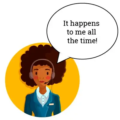 female call center agent with a speech bubble