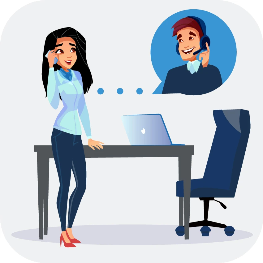 customer service agent engaged in a cold call with a customer