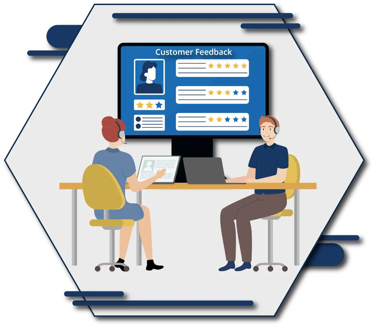 agent at a desk doing continuous improvement