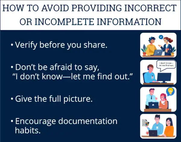 How to avoid providing incorrect or incomplete information