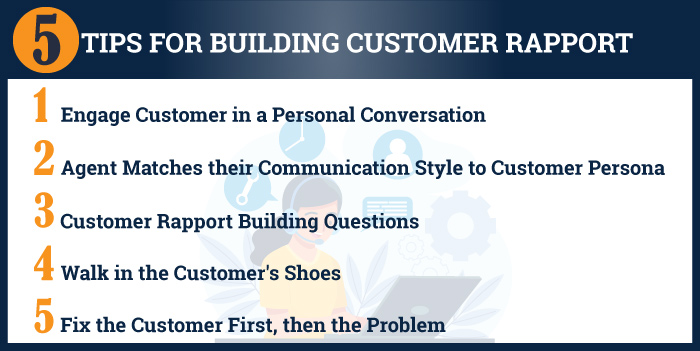 5 tips for building customer rapport infograhpic