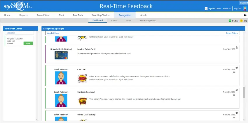 Real-time feedback dashboard
