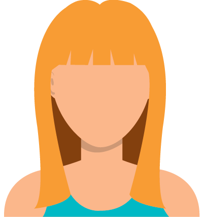 a cartoonish profile of a blonde-haired woman