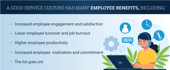 employee benefits of a good service culture infographic