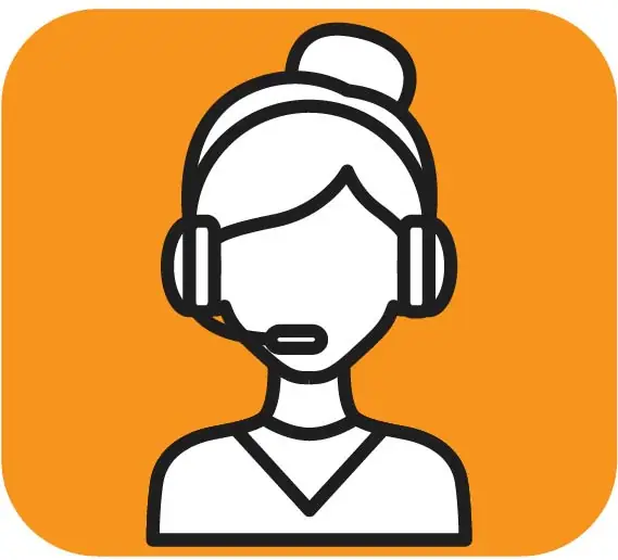 an icon of a customer service agent with a headset on