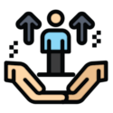 icon of open hands lifting an employee upwards